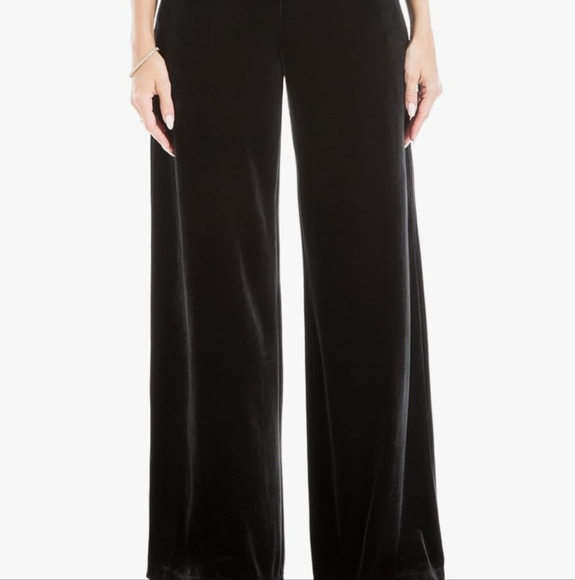 Max Studio ponte velvet Elastic Elegant Black Wide-Leg Pants office work XL - Picture 2 of 10